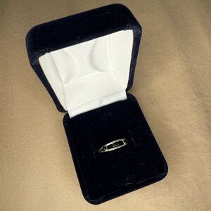 Sterling Silver Black Stone Bar Ring